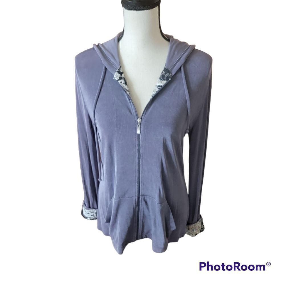 Chico's Travelers Zip Up Hoodie with Pockets. Size 1.